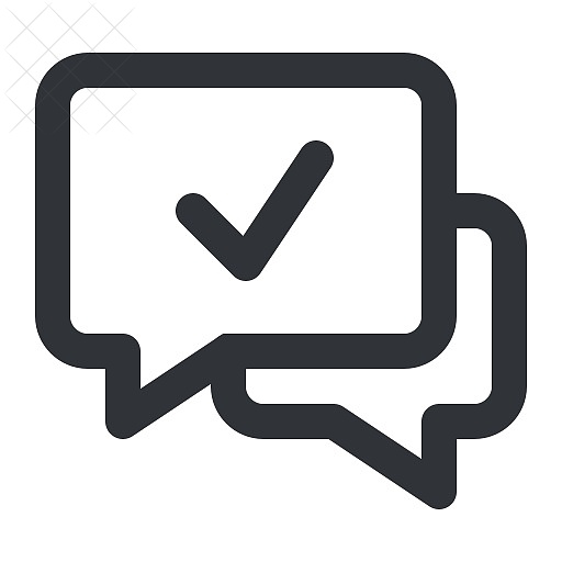 Chat, check, communication, conversation, message icon.