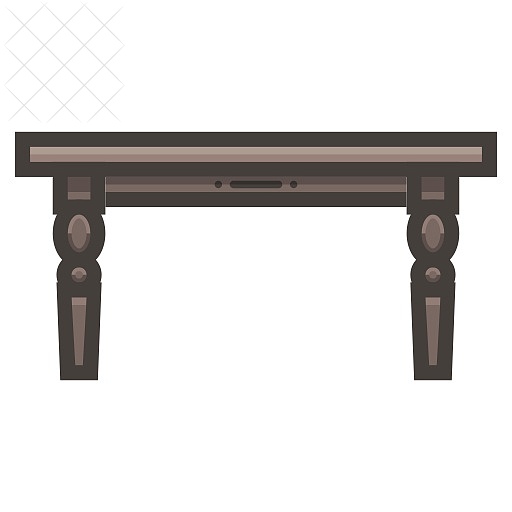 Desk, wood, furniture, table icon.