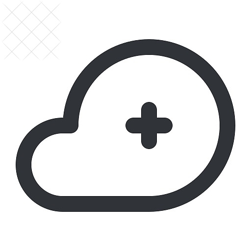 Weather, add, cloud, plus, storage icon.