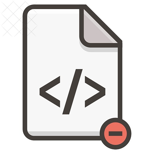 Document, file, code, html, remove icon.