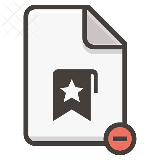 Document, bookmark, favorite, file, remove icon.