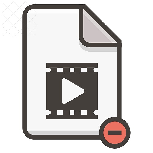 Document, file, media, movie, remove icon.