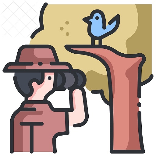 Animal, binoculars, bird, birdwatching, forest icon.