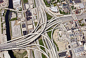 大型州际公路交汇处在市中心密尔沃基威斯康辛州图片素材