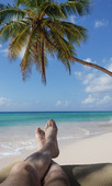 在热带海滩上放松的男人图片素材