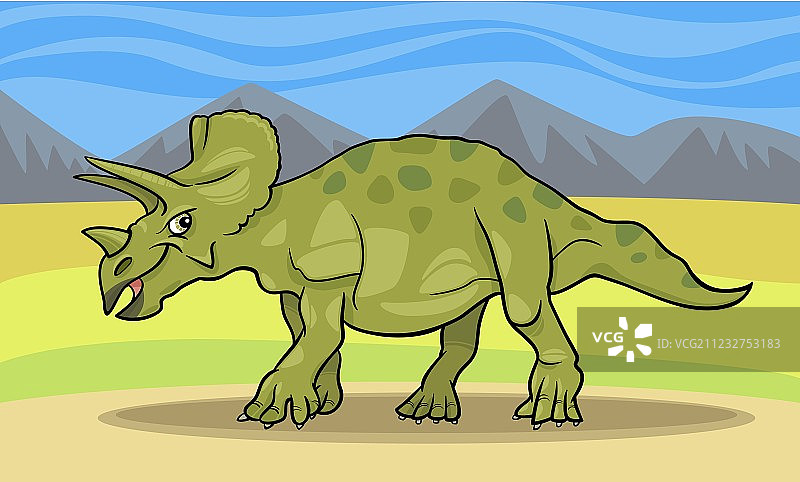 三角龙恐龙的卡通插图
