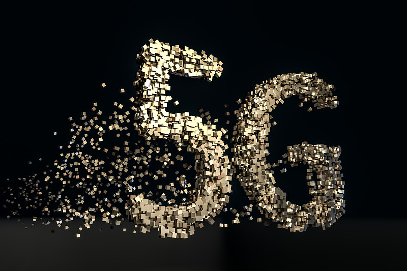 5G三維字體概念背景，三維渲染圖片素材