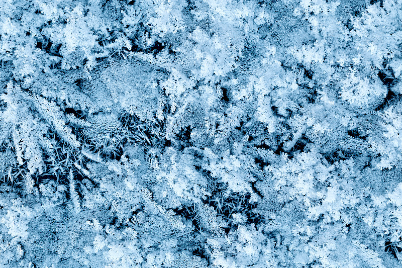 冰晶背景，經典藍色冰凍紋理霜凍圖案圖片素材