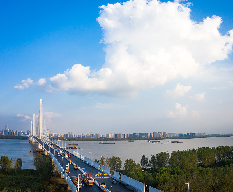 建設中的南京長江五橋圖片素材