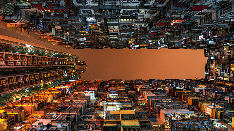 城市建筑夜景風光 香港怪獸大廈圖片素材