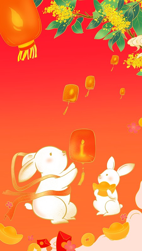 2023年兔年春節吉祥物插畫圖片