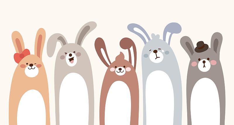 卡通可愛小兔動物插圖圖片素材
