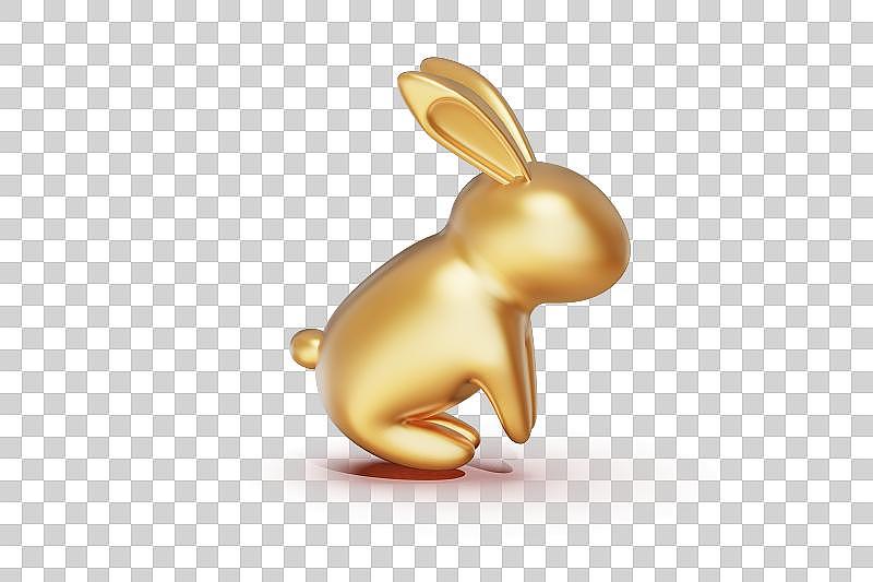 黃金兔子三維插畫圖片