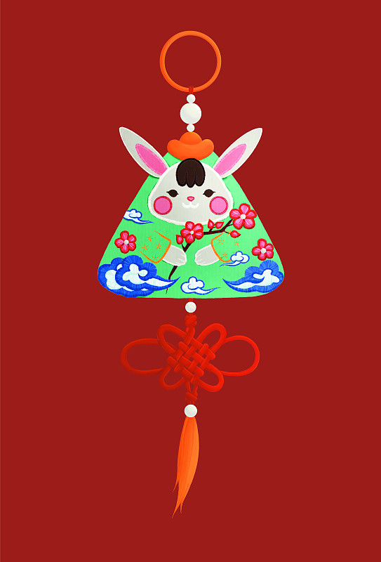 揚梅兔氣-兔年伴手禮香囊設計圖片素材