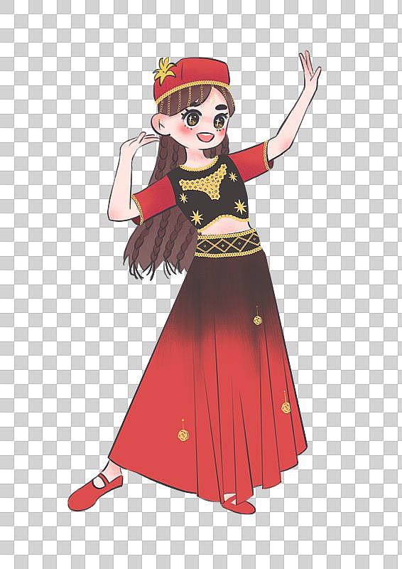 穿着维吾尔族传统服饰的少女图片下载