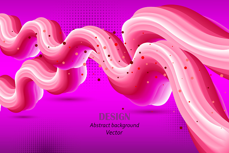 色彩流動抽象造型海報設計。粉色背景矢量圖素材