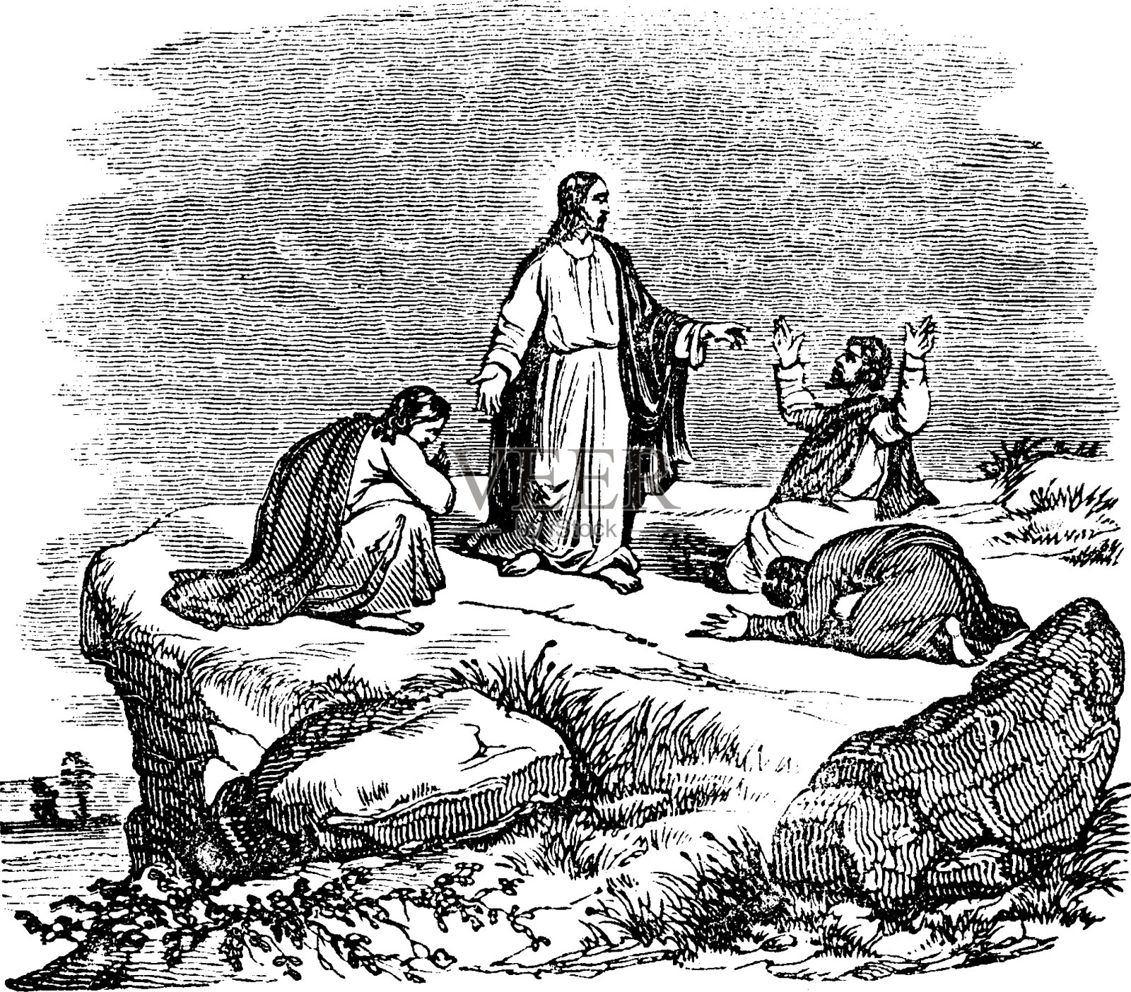 耶稣对他的门徒说插画图片素材