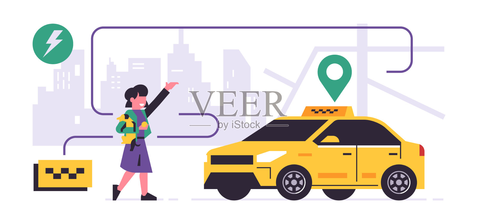 网上出租车预约服务城市出租车服务设计元素图片