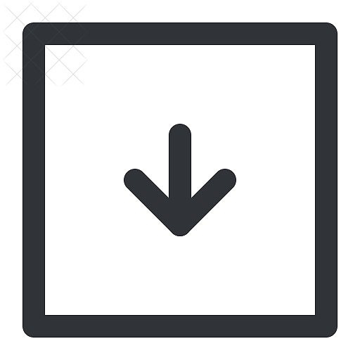 Arrow, down, download, square icon.