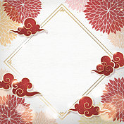 农历新年壁纸设计，祥云与菊花元素图片素材