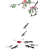 中国传统笔墨插画二十四节气之谷雨图片素材