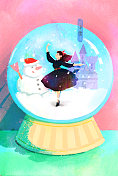 玻璃球里跳舞的女孩图片素材