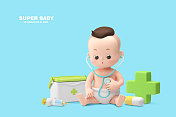 超级宝宝概念，3D宝宝角色。012图片素材