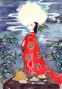 中国传统六节日美人之中秋图片素材