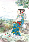 中国传统六节日美人之重阳图片素材