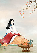 壁纸中国风插画二十四节气文字版霜降图片素材
