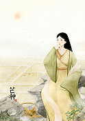 壁纸中国风插画二十四节气芒种 文字版图片素材