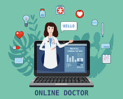 在线医生女性保健概念图标集图片素材