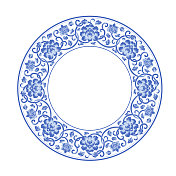 蓝色圆形传统花纹图案图片素材