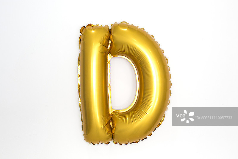 金色气球，文字"D"图片素材