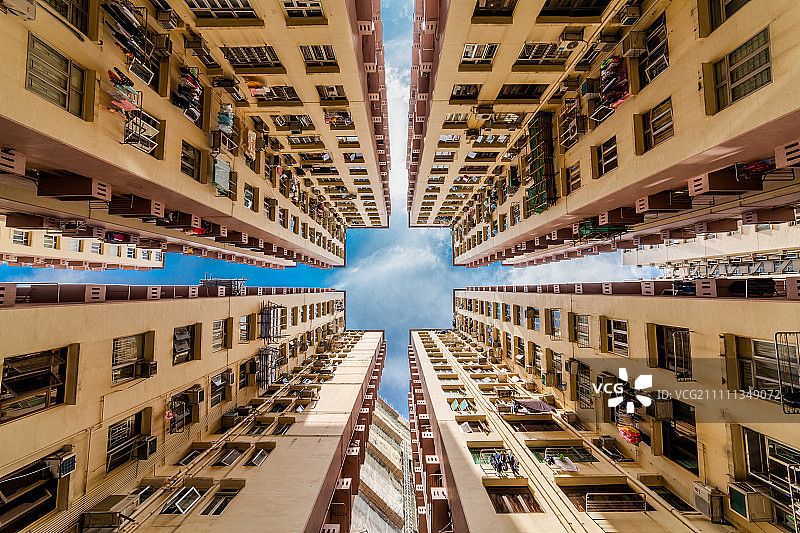 香港公屋建筑风格，百福花园图片素材