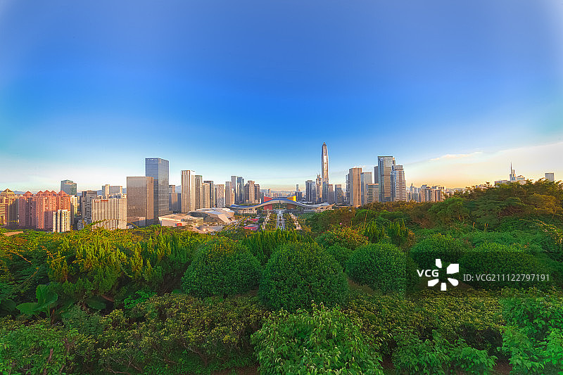 深圳市民中心全景，广东，中国（从莲花山俯瞰）图片素材