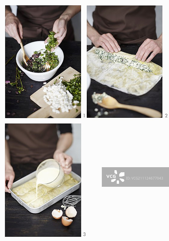 用菠菜和奶酪做成的松饼图片素材