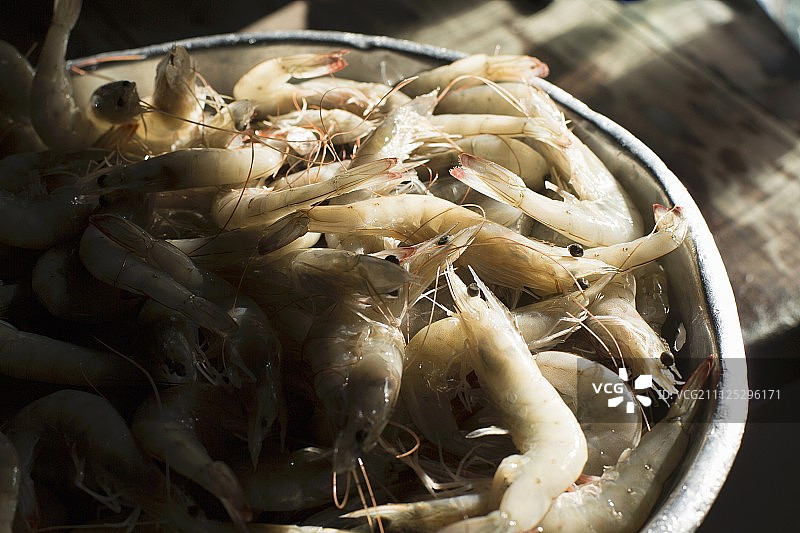 乌拉圭La Huella海滩餐厅的新鲜对虾图片素材