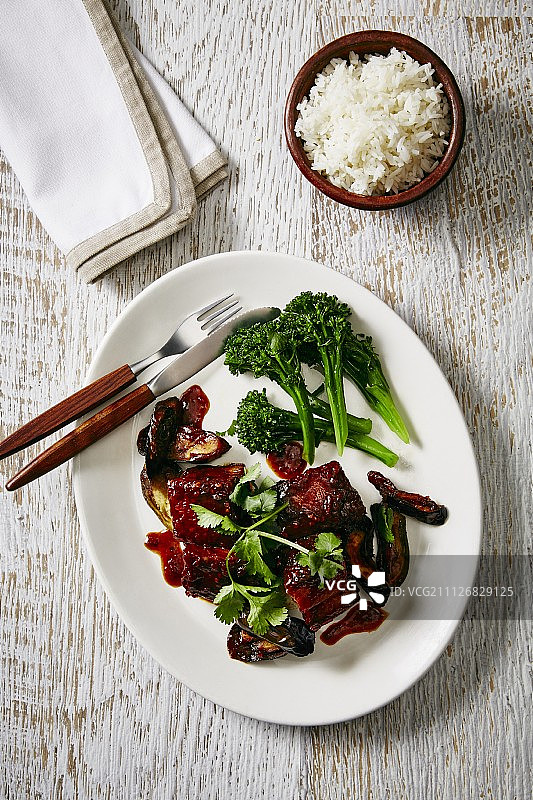 花椰菜米饭烩五花肉(中国)图片素材
