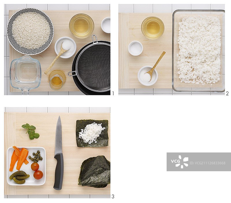 素食寿司蛋筒正在制作中图片素材