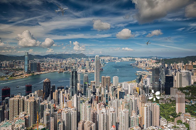 飞机在香港图片素材