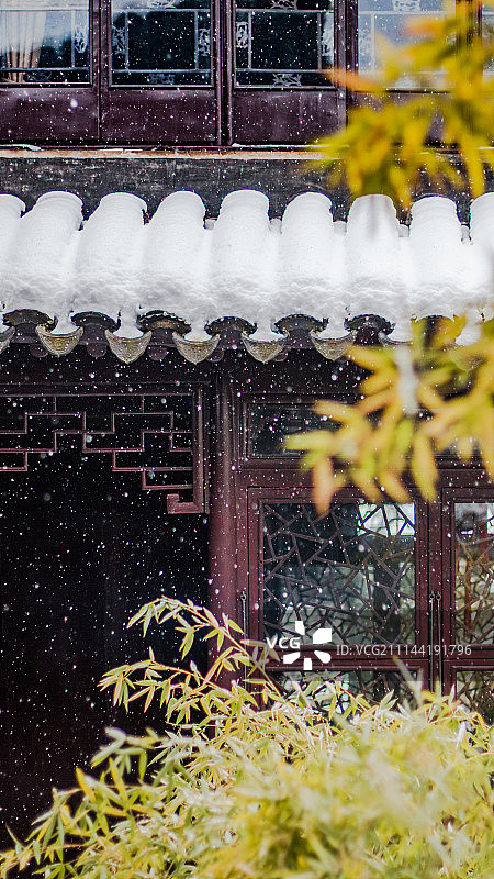 苏州园林雪景图片素材