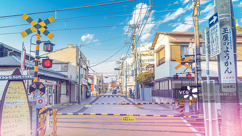日本街头的铁道口图片素材
