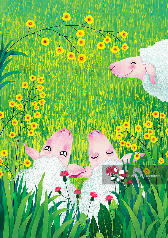 动物插画系列作品共3000幅-春暖花开喜气洋洋图片素材
