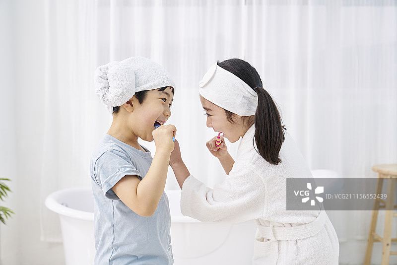 刷牙,孩子,韩国人图片素材