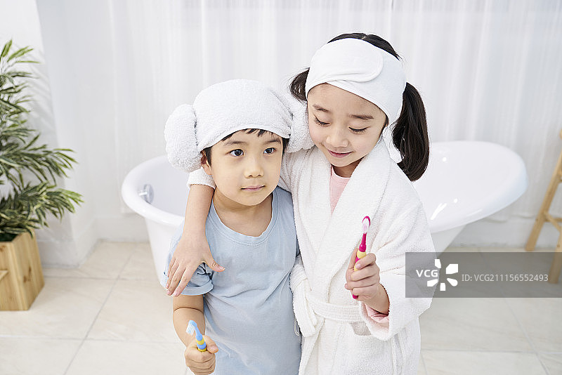 刷牙,孩子,韩国人图片素材