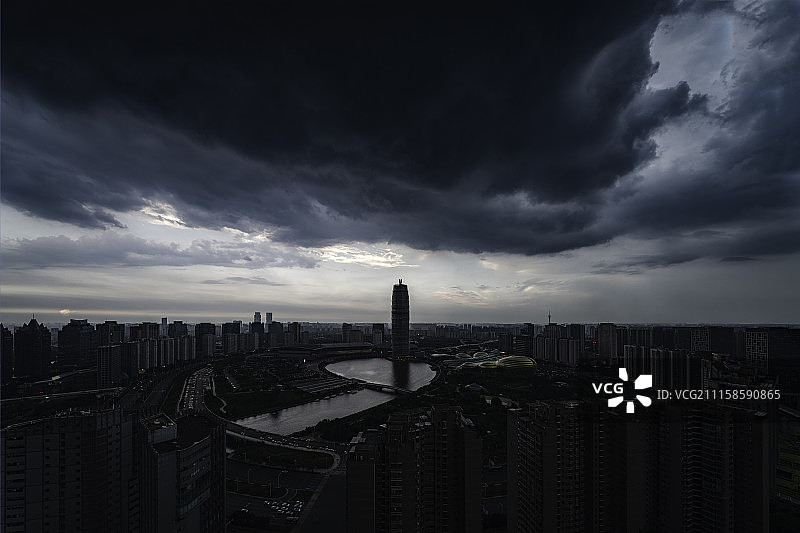郑州城市风光黑云压城高清图图片素材