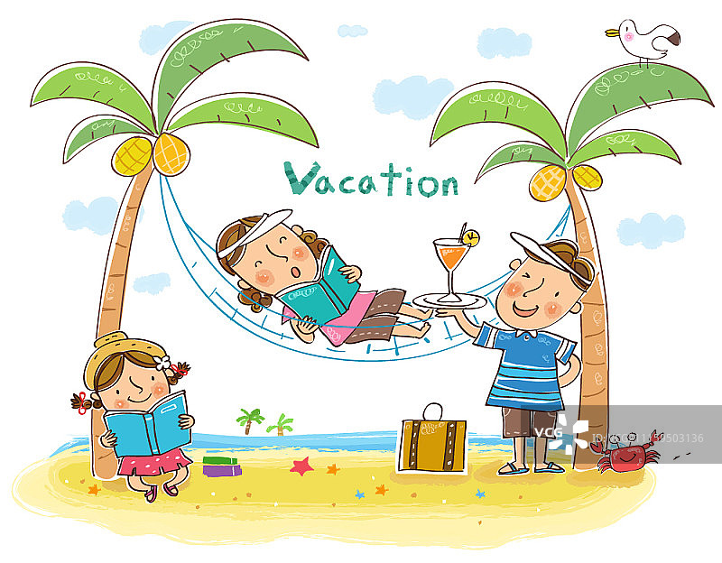 家庭暑假主题矢量插图图片素材