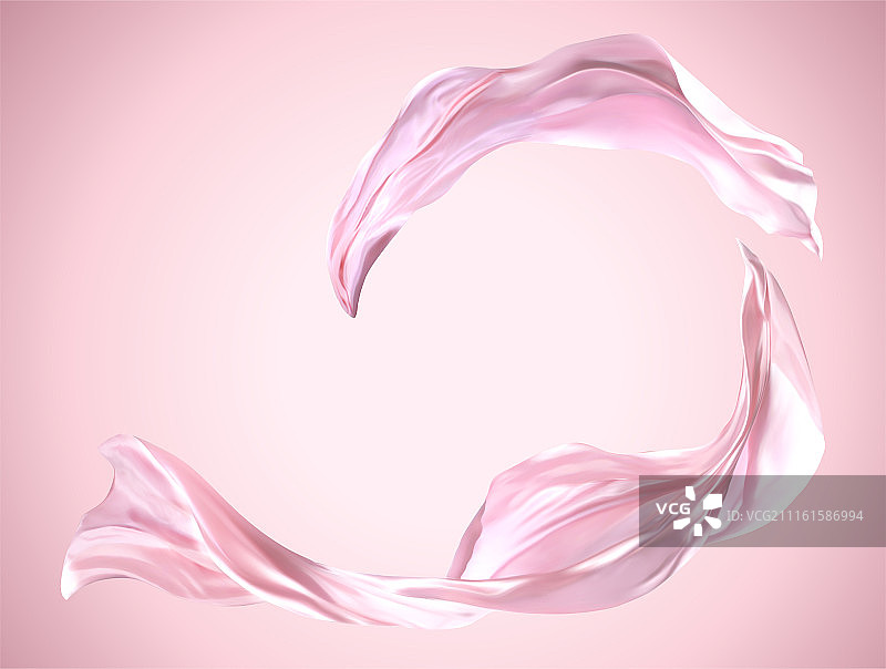 粉红色丝滑绸缎飘逸空中﹐布料质地素材图片素材