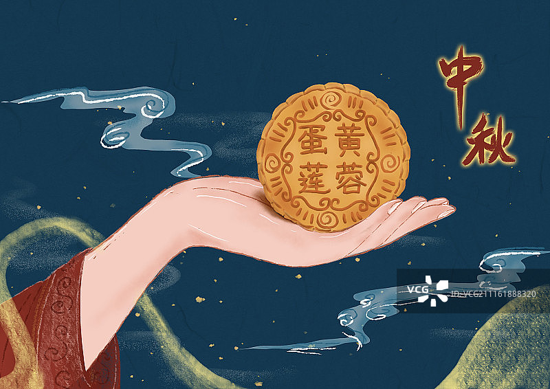中秋-嫦娥手托月饼图片素材